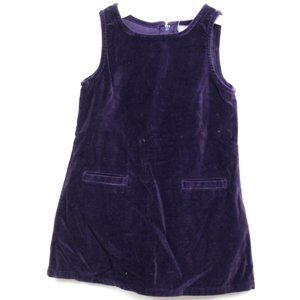 NWT VTG Old Navy Toddler Girl Sz 2 3 Plum Purple Velvet Shift Dress 100% Cotton